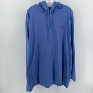Polo Ralph Lauren Men 3XLT Blue Hooded T-Shirt Long Sleeve Pony Logo